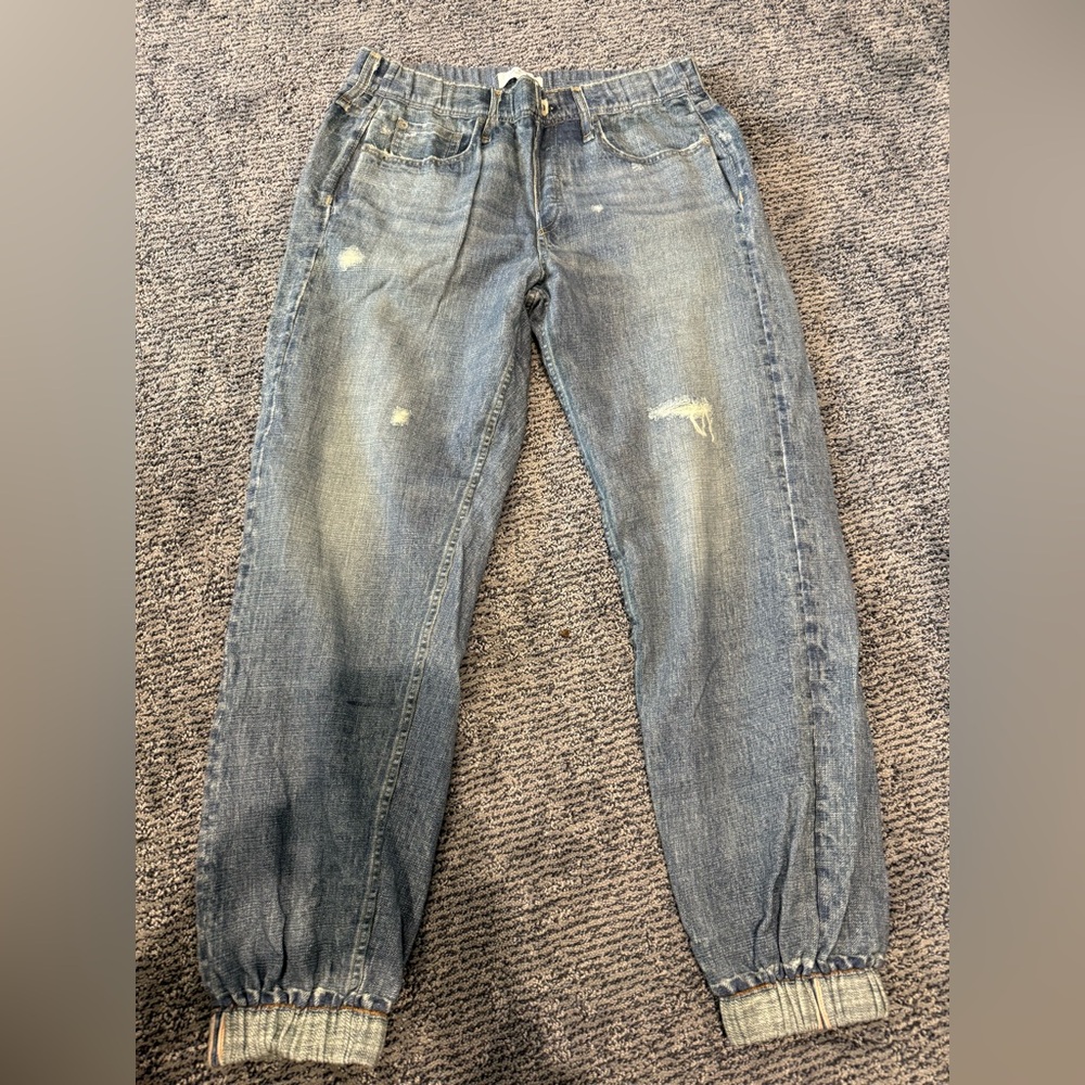 rag & bone Blue Distressed Denim Joggers